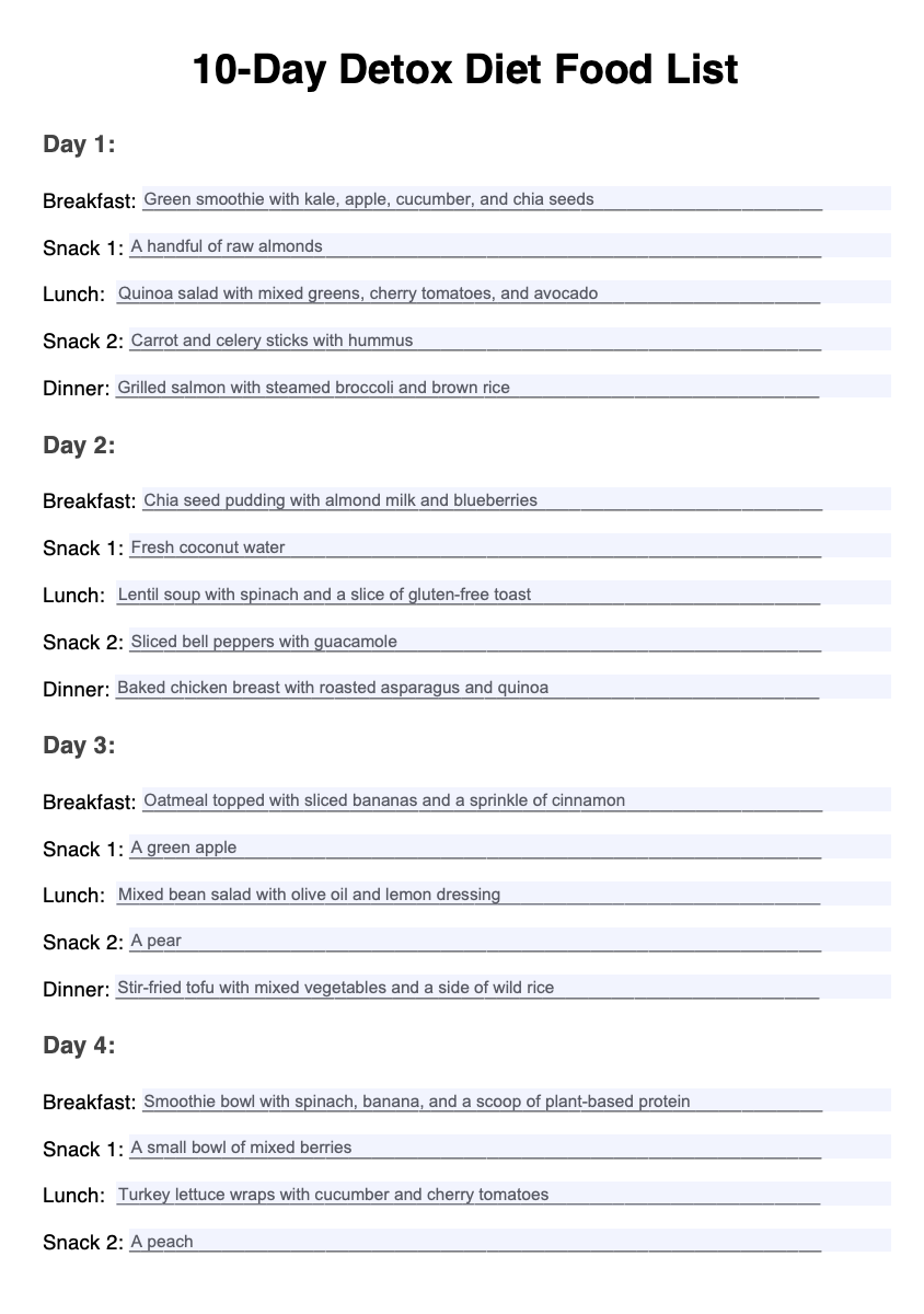 Thrive 10 Day Detox Food List 10-Day Detox Diet Food List & Example | Free PDF Download